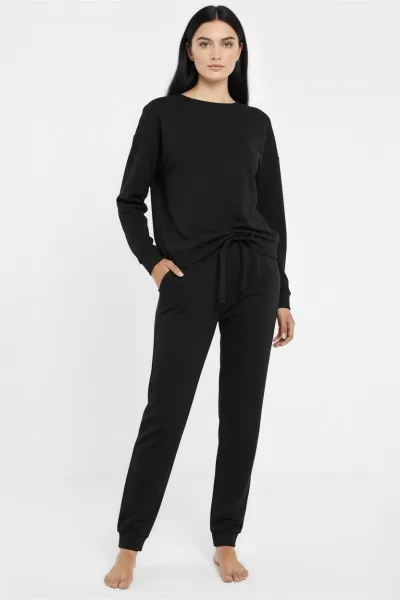 Örme Siyah Kadın Pijama Takımı