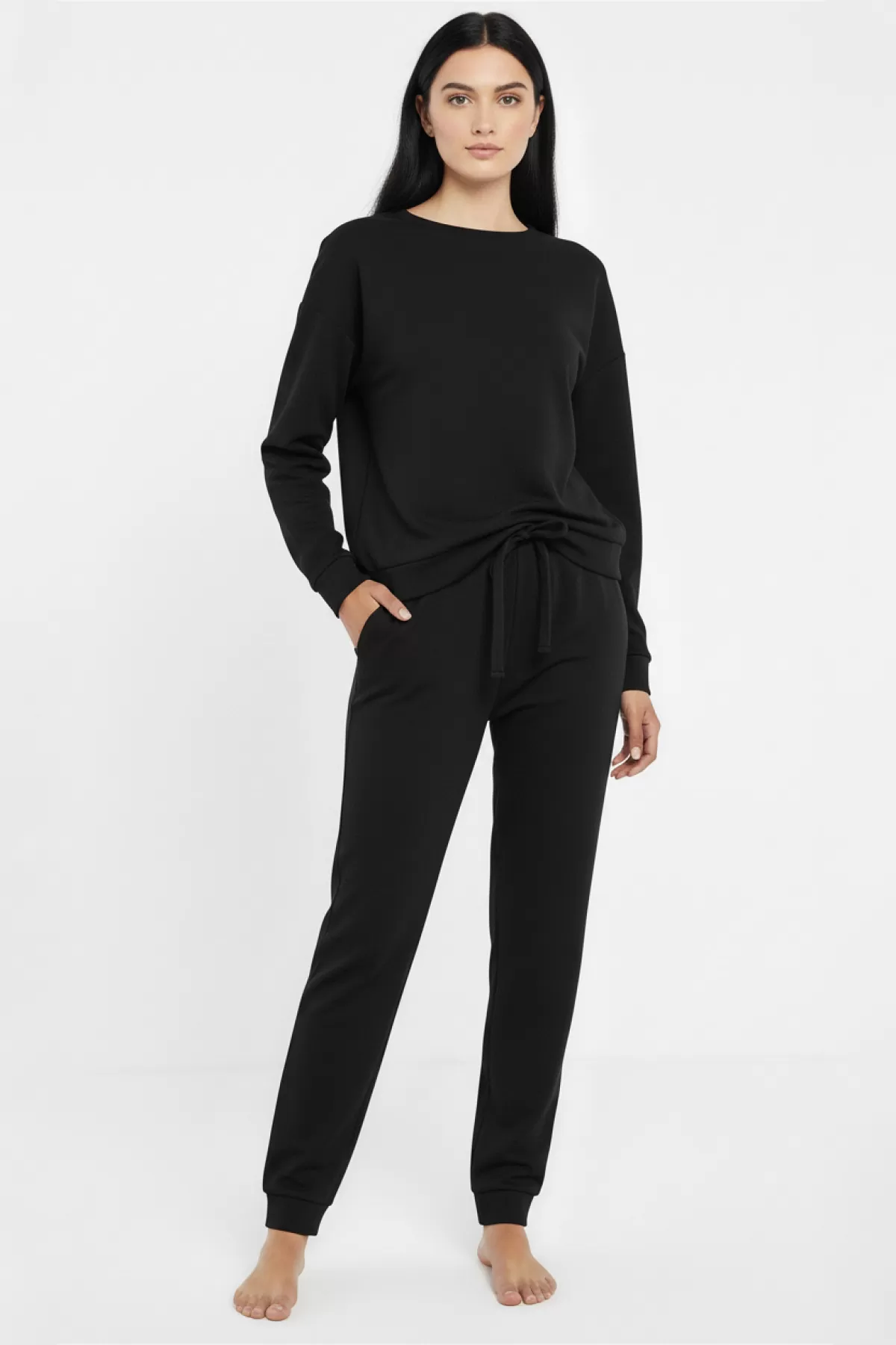 Örme Siyah Kadın Pijama Takımı