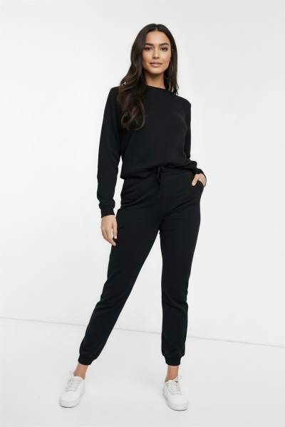 Siyah Pamuklu Kadın Eşofman Takımı