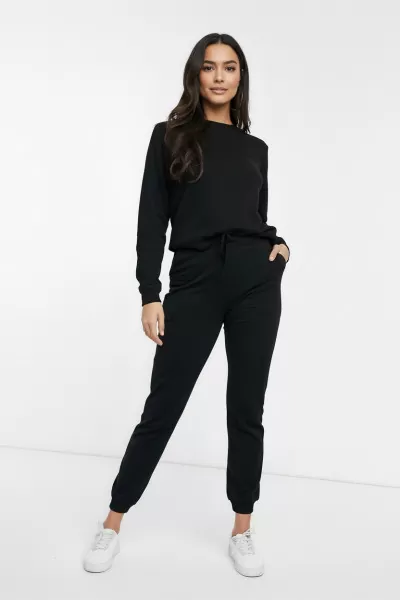 Siyah Pamuklu Kadın Eşofman Takımı
