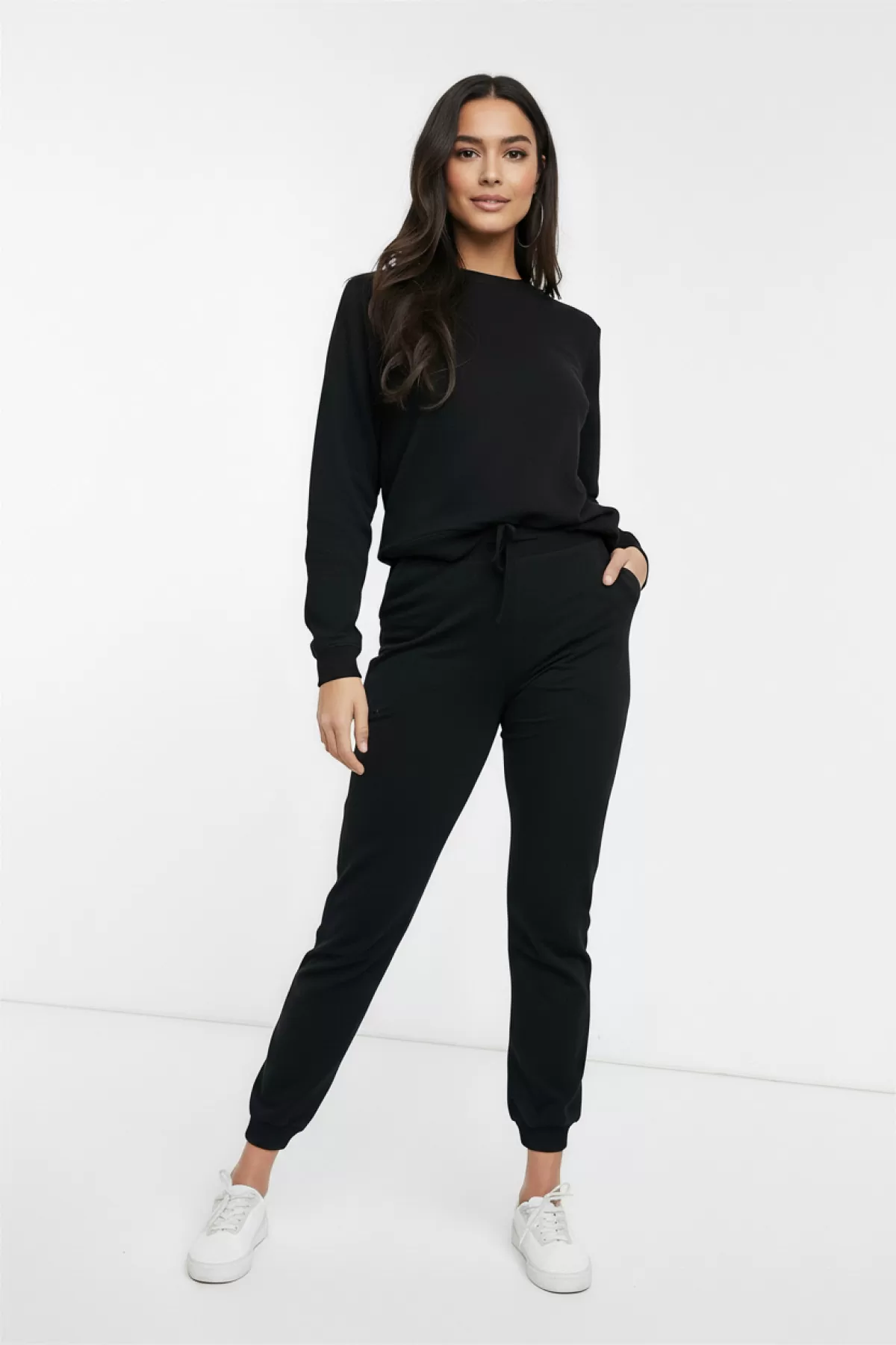 Siyah Pamuklu Kadın Eşofman Takımı