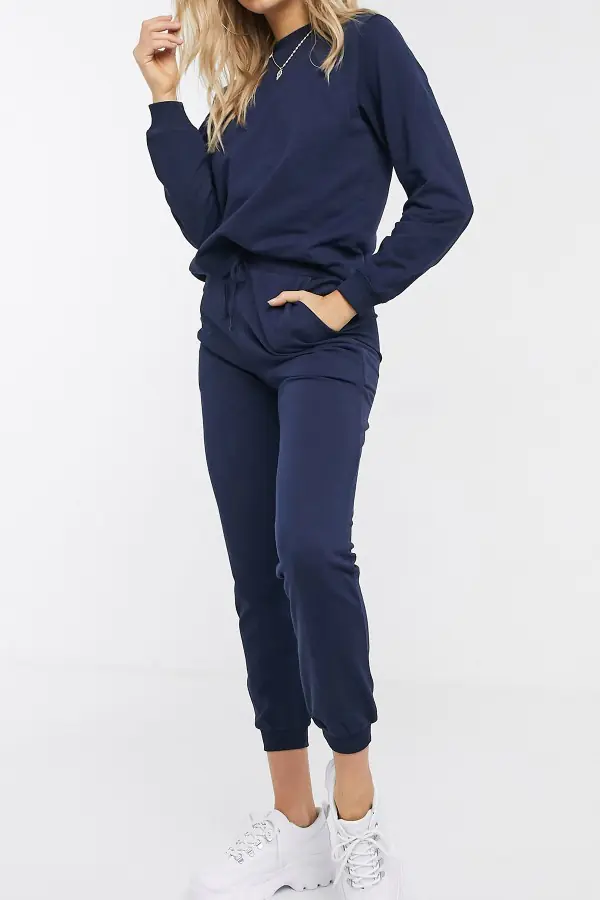 Lacivert Pamuklu Kadın Eşofman Takımı