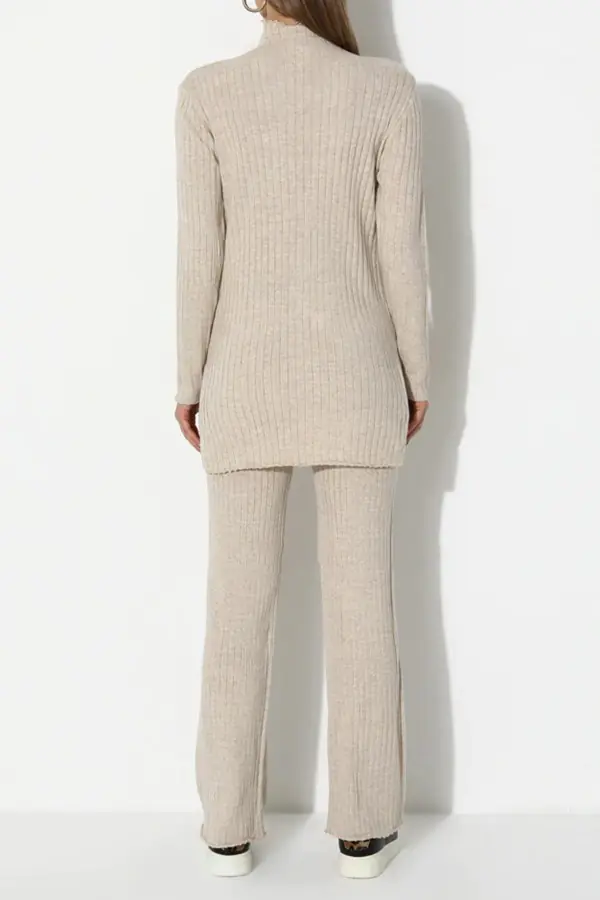 Taş Rengi Kadın Pantolon Tunik Triko Takım