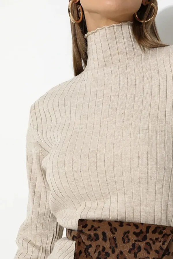 Taş Rengi Kadın Pantolon Tunik Triko Takım