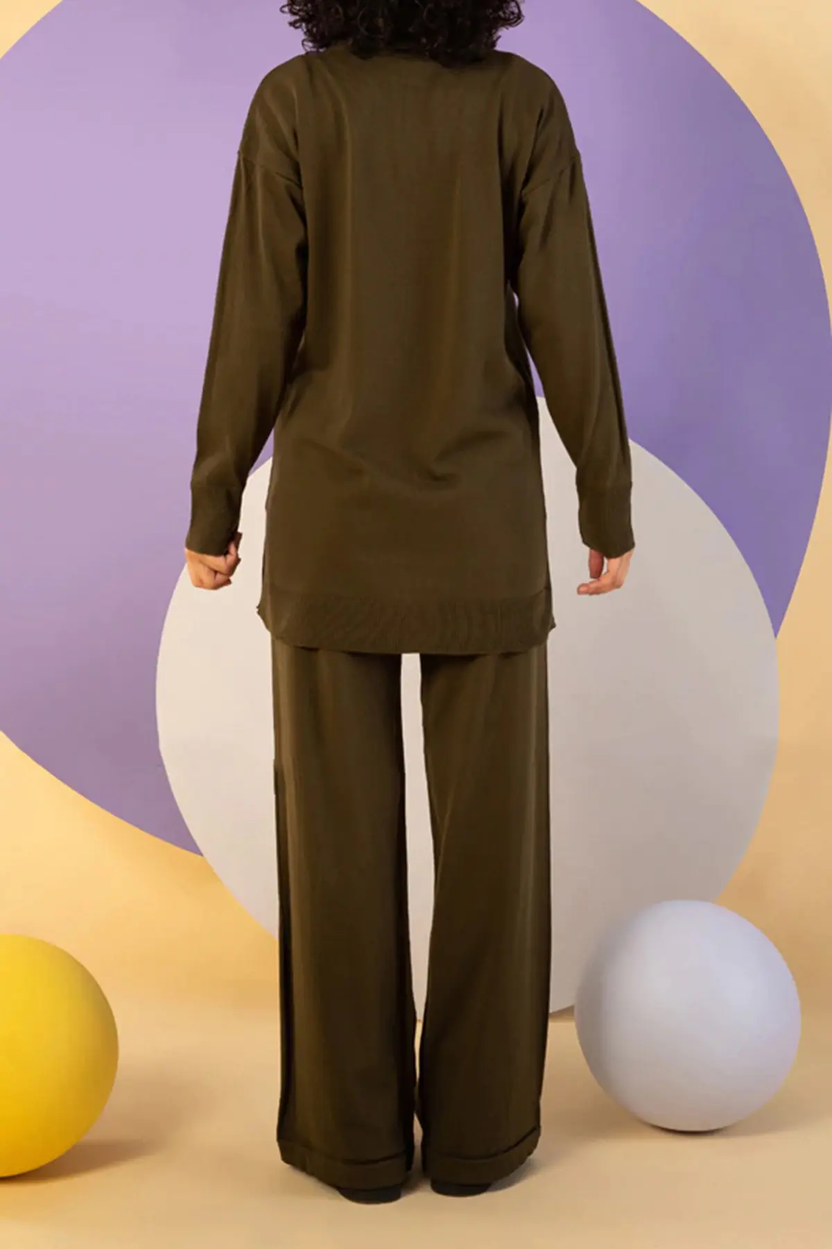 Haki Pantolon Kazak Triko Kadın Takım