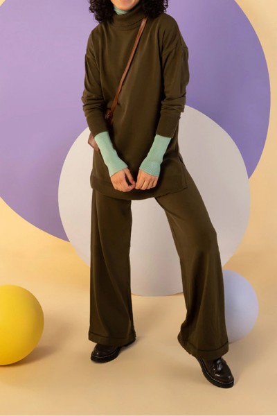 Haki Pantolon Kazak Triko Kadın Takım