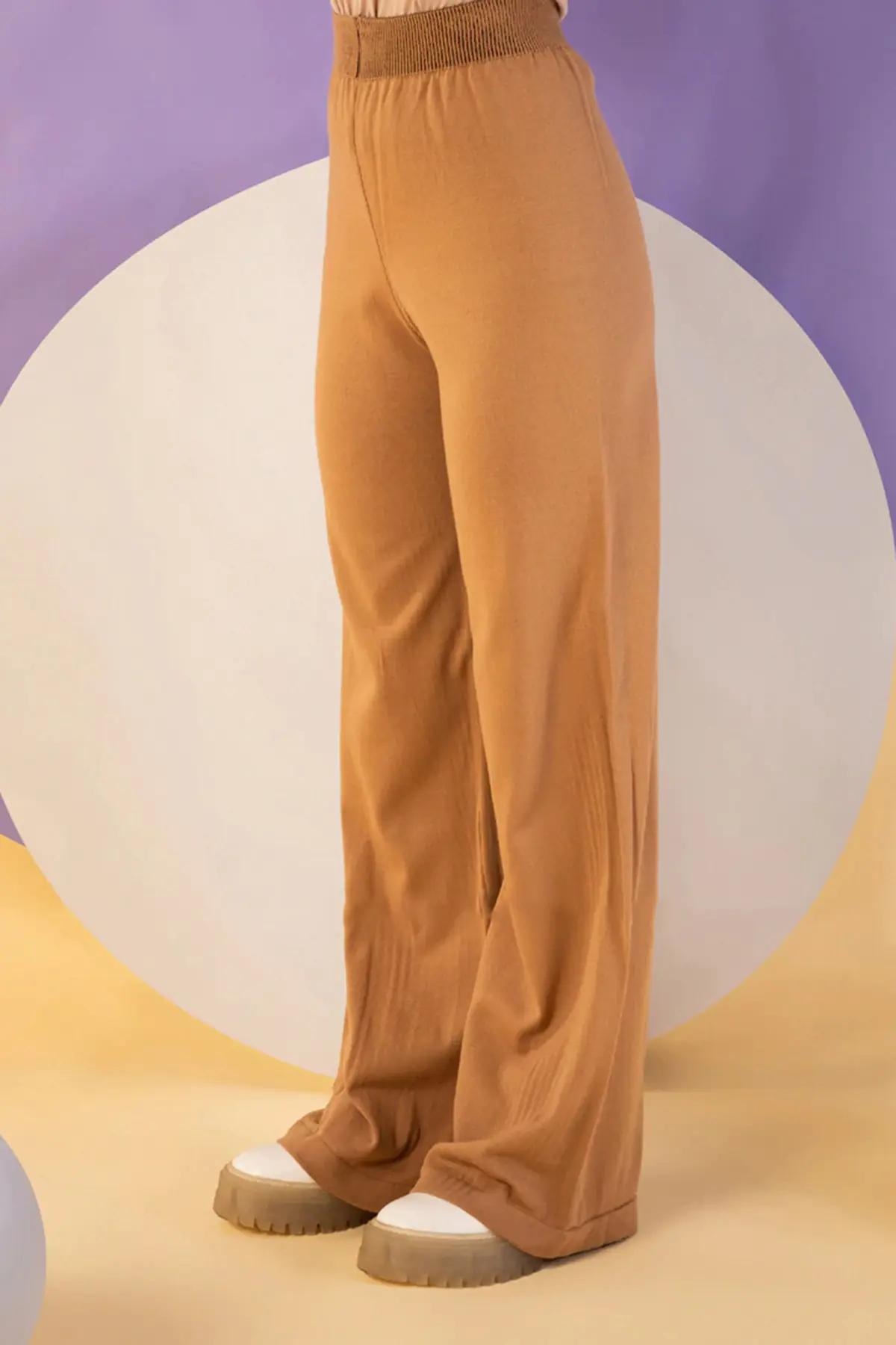 Camel Triko Pantolon Kazak Kadın Takım