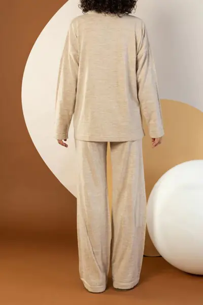 Taş Rengi Triko Kadın Pantolon Kazak Takım