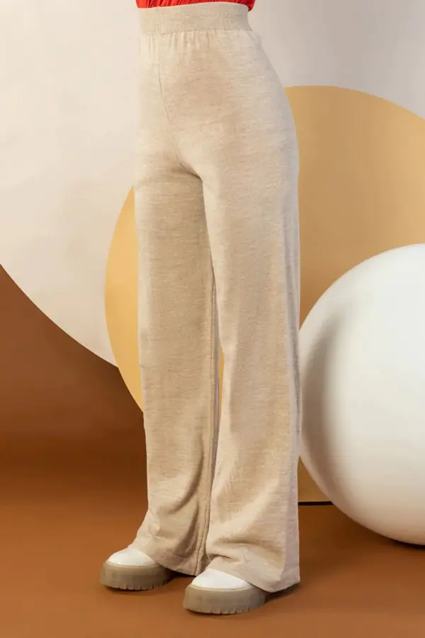 Taş Rengi Triko Kadın Pantolon Kazak Takım