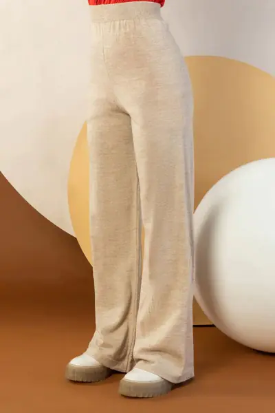 Taş Rengi Triko Kadın Pantolon Kazak Takım