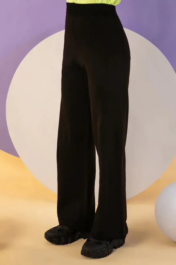 Siyah Triko Pantolon Kazak Kadın Takım