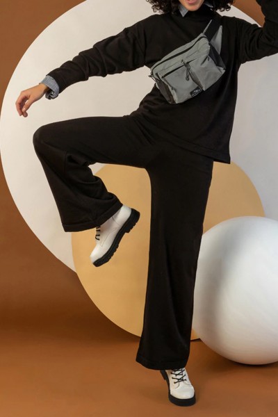 Kadın Triko Siyah Pantolon Kazak Takım