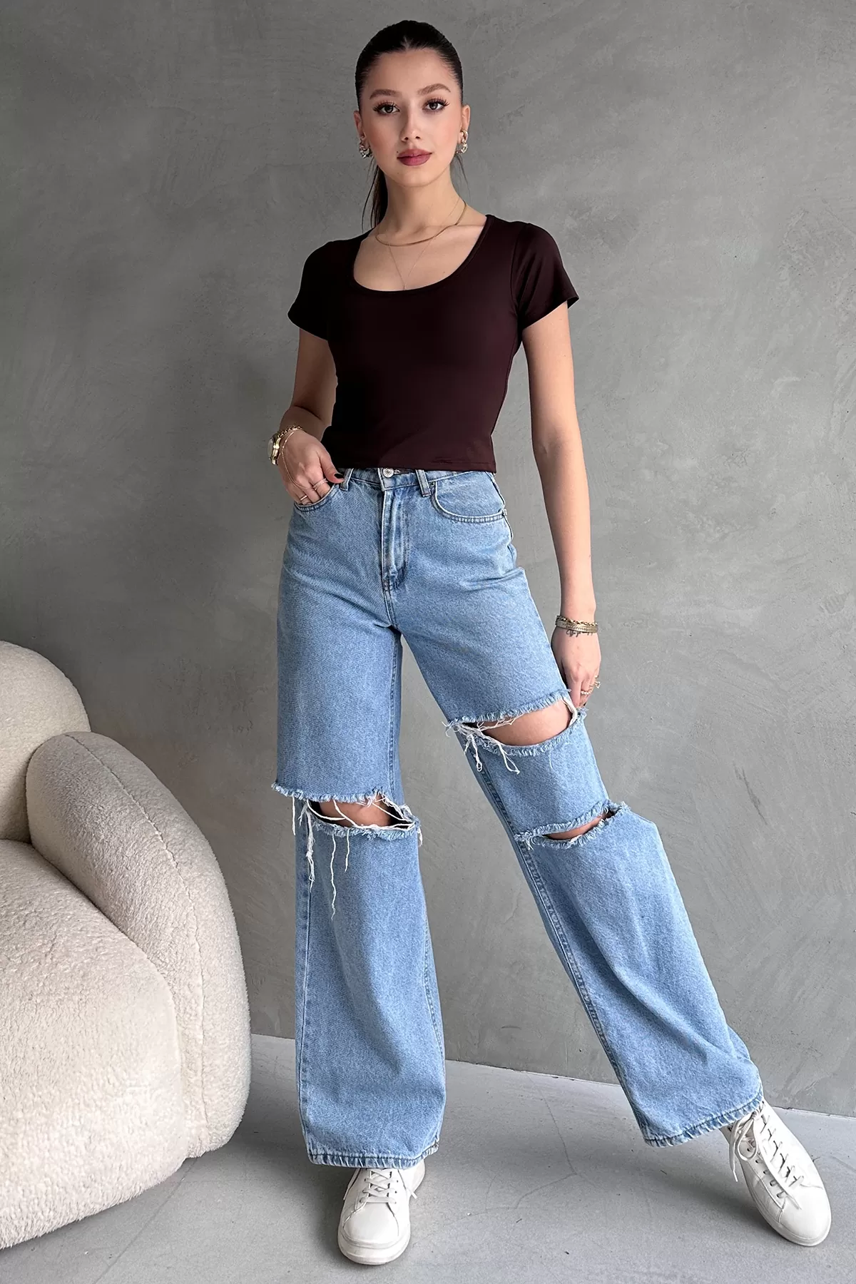 Kahverengi Dalgıç Kumaş Body