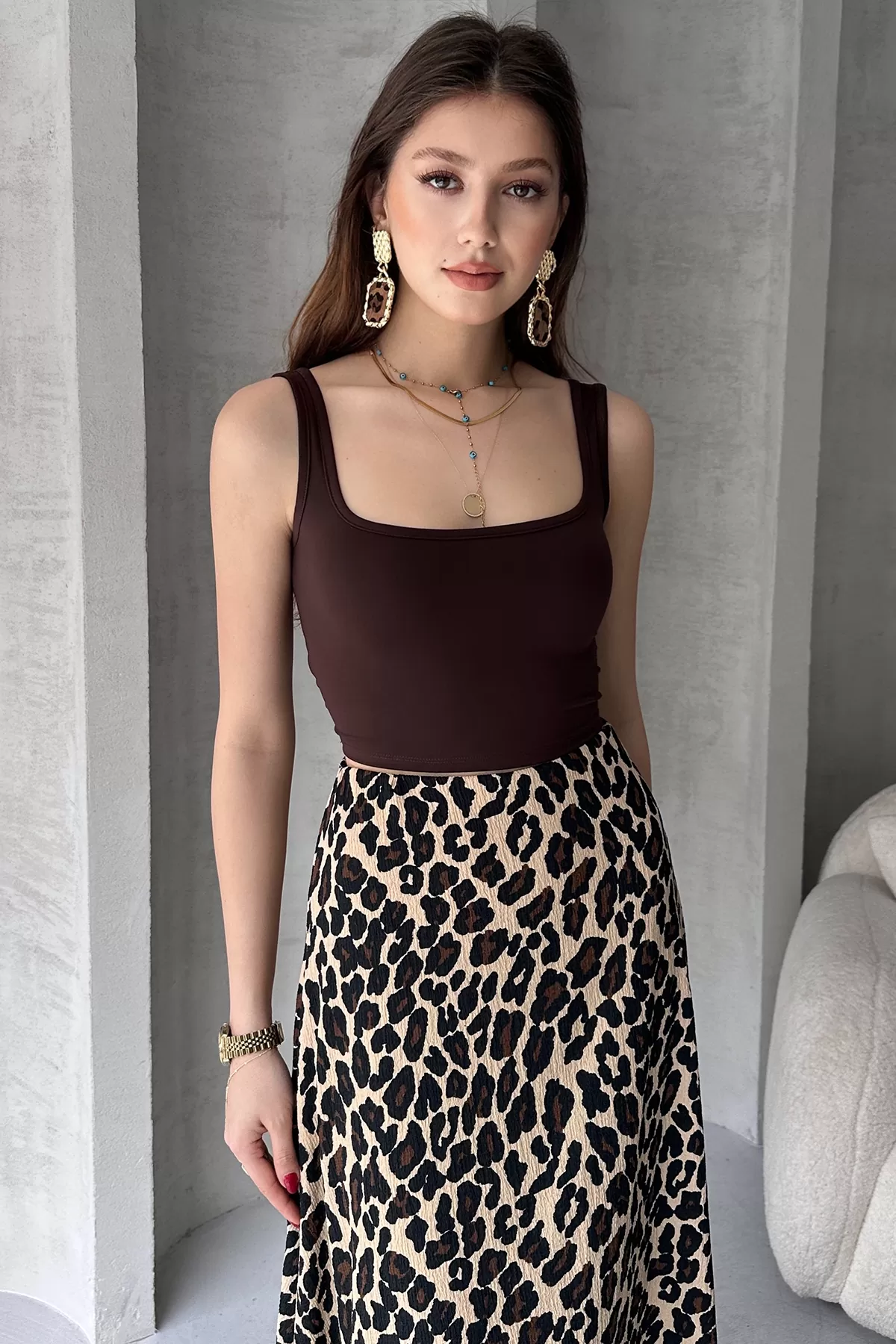 Kahverengi Dalgıç Kumaş Body