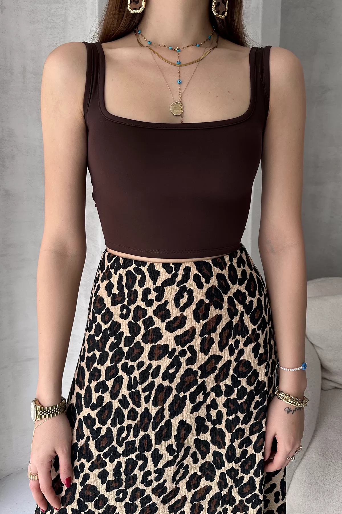 Kahverengi Dalgıç Kumaş Body