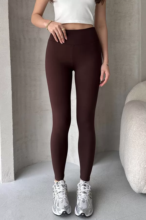 Kahverengi Dalgıç Kumaş Tayt