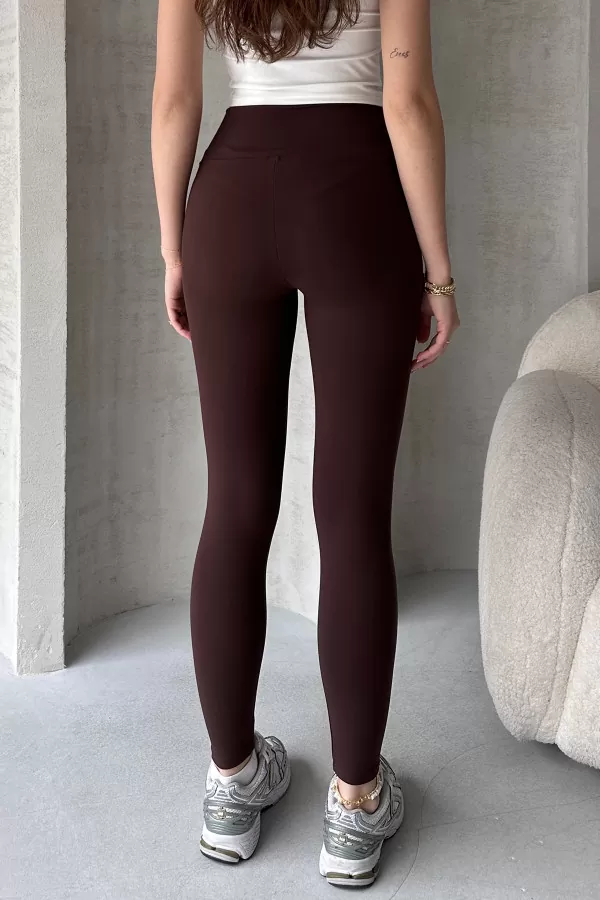 Kahverengi Dalgıç Kumaş Tayt