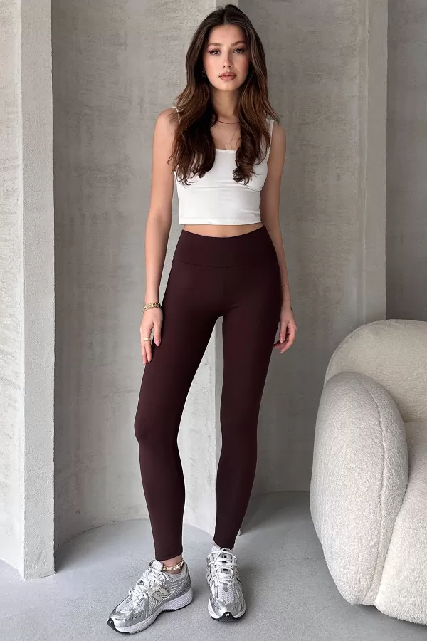 Kahverengi Dalgıç Kumaş Tayt