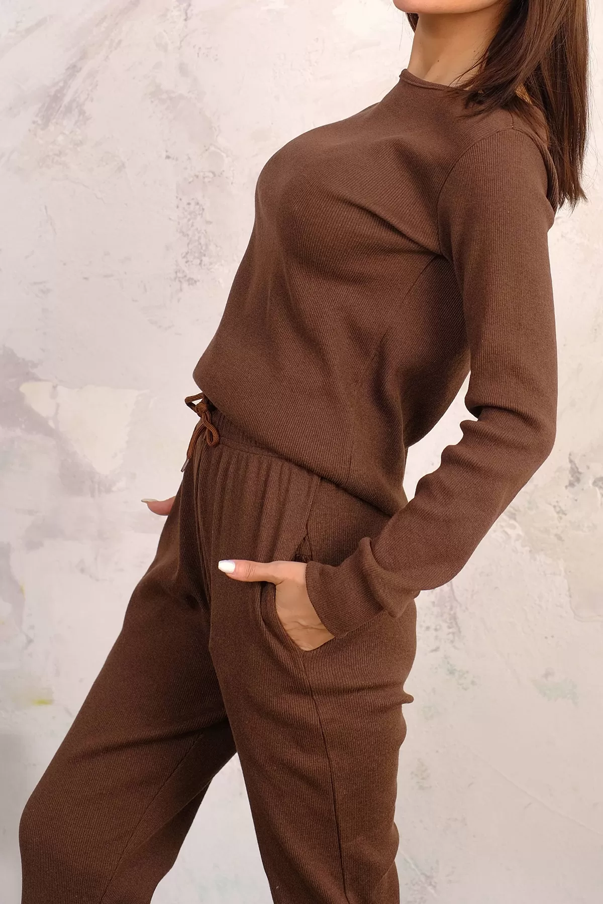 Kahverengi Kadın Eşofman Takımı