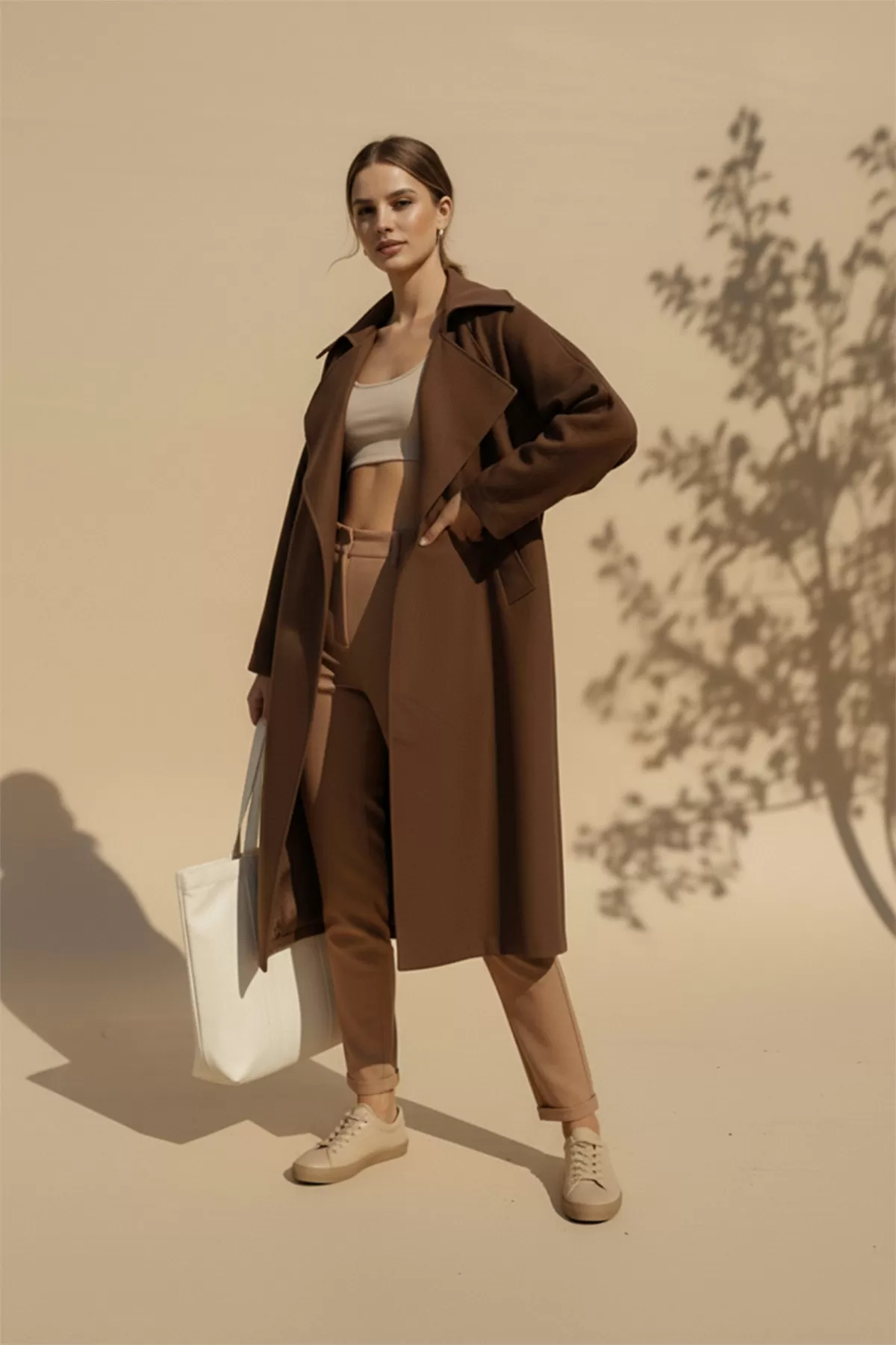 Kahverengi Kadın Trençkot