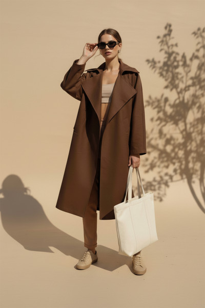 Kahverengi Kadın Trençkot