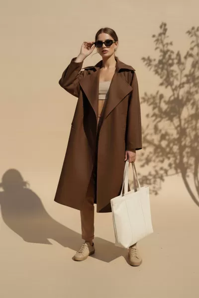 Kahverengi Kadın Trençkot