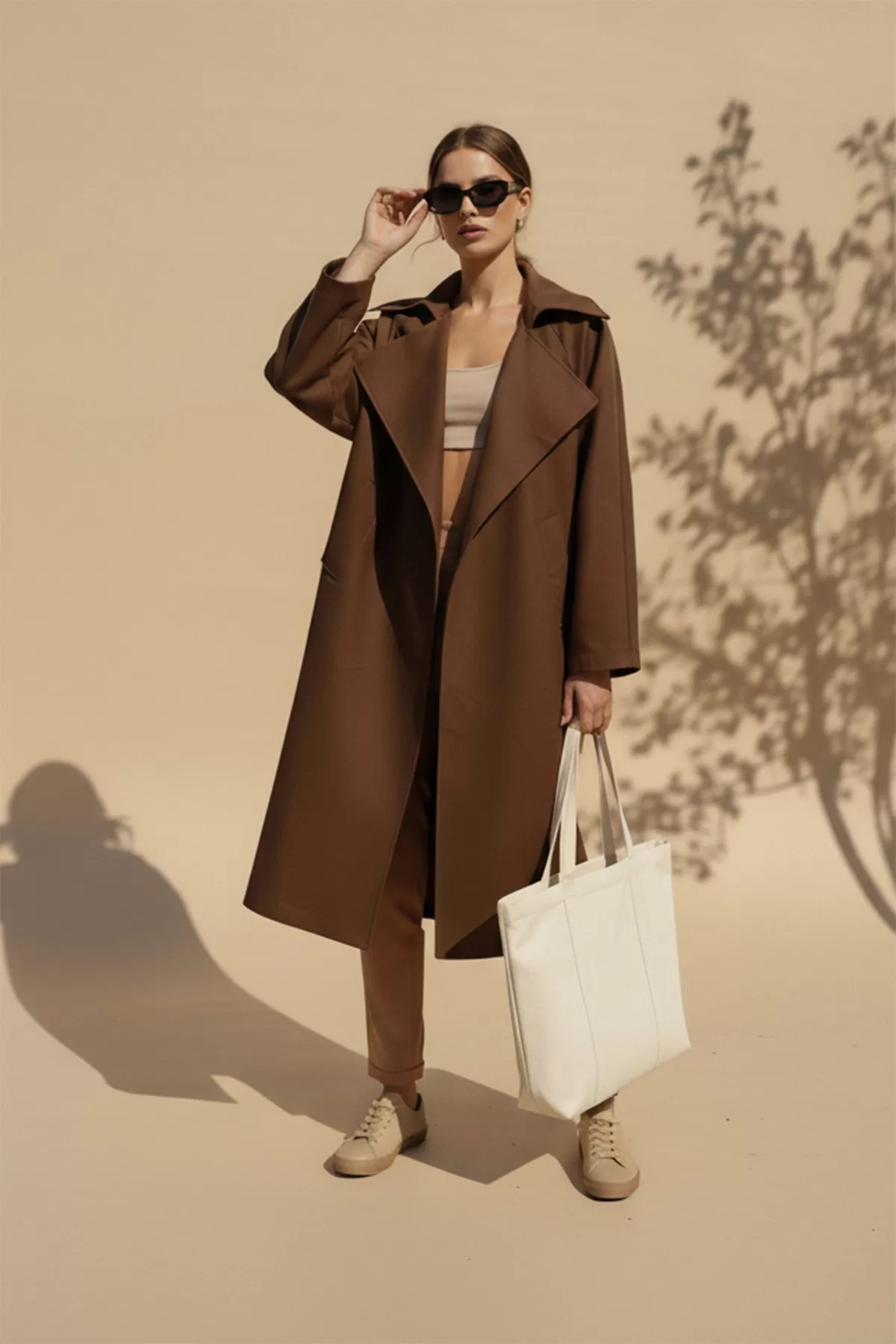 Kahverengi Kadın Trençkot