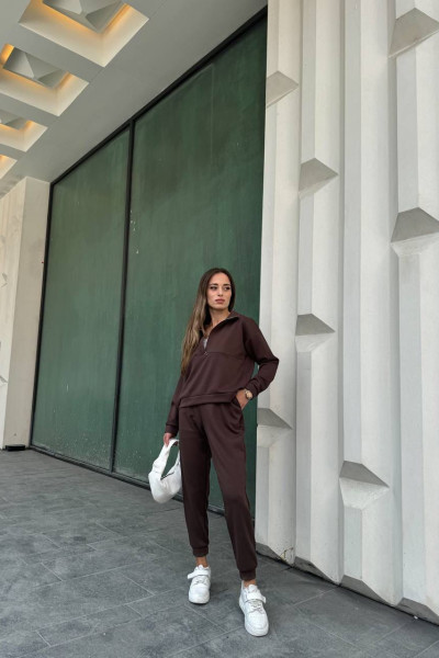 Kahverengi Modal Kumaş Kadın Alt Üst Takım