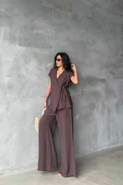 Kahverengi Modal Kumaş Kadın Alt Üst Takım