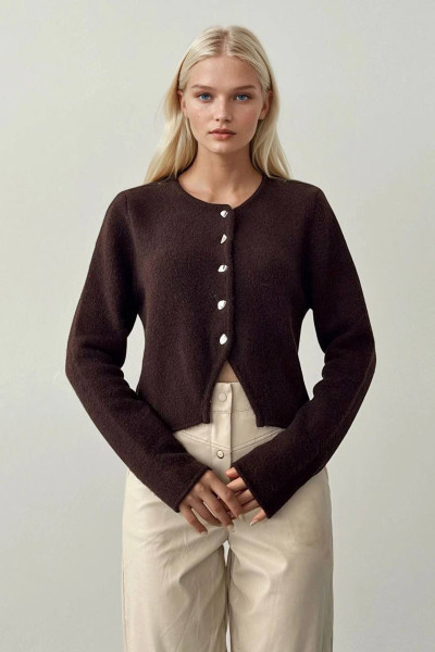 Kahverengi Triko Kadın Hırka