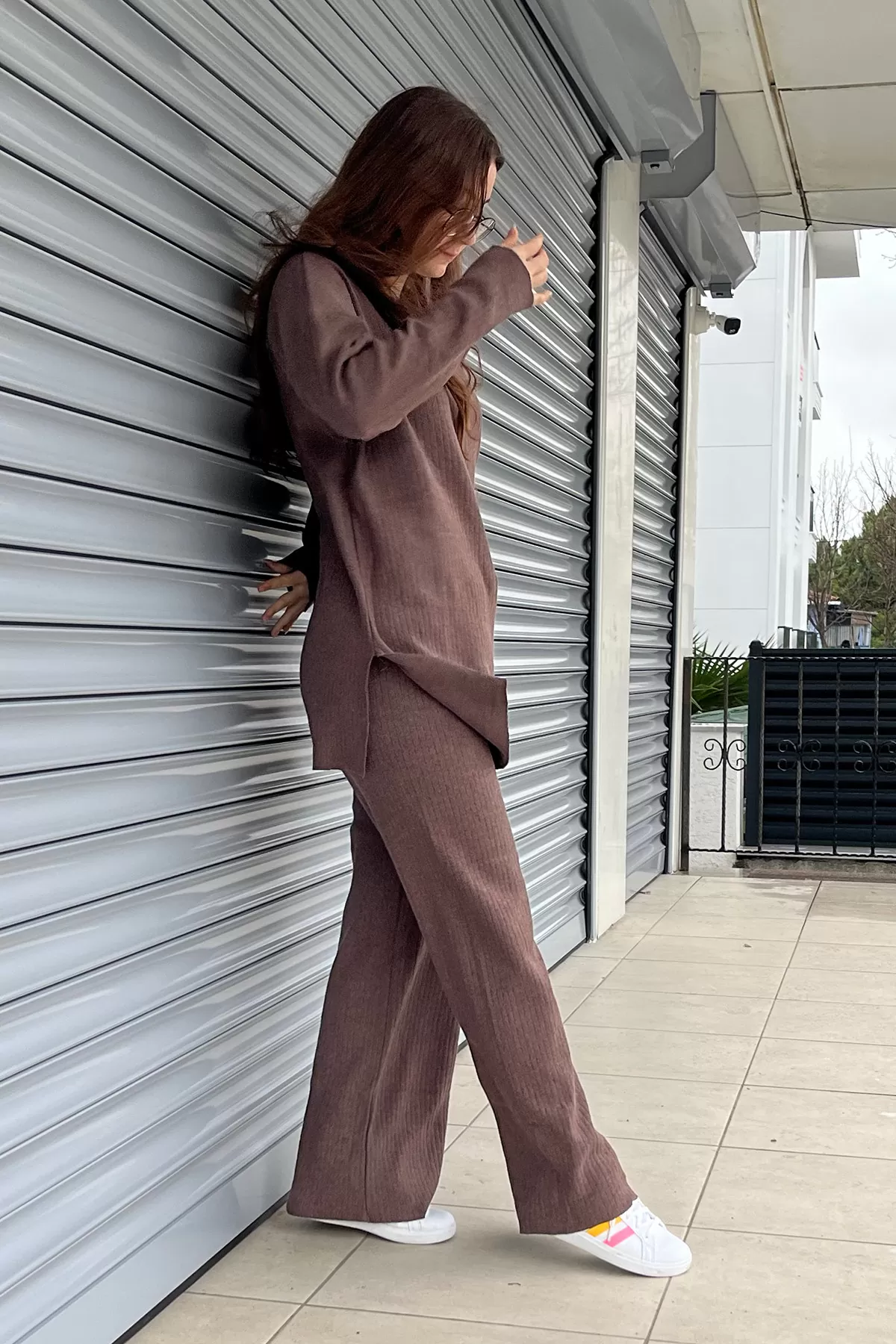 Kahverengi Tunik Pantolon İkili Takım