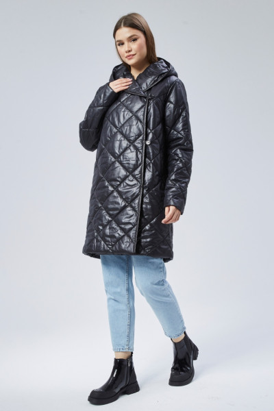 Kapüşonlu Kapitoneli Siyah Kadın Mont