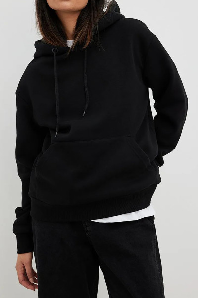 Kapüşonlu Oversize Siyah Kadın Sweatshirt