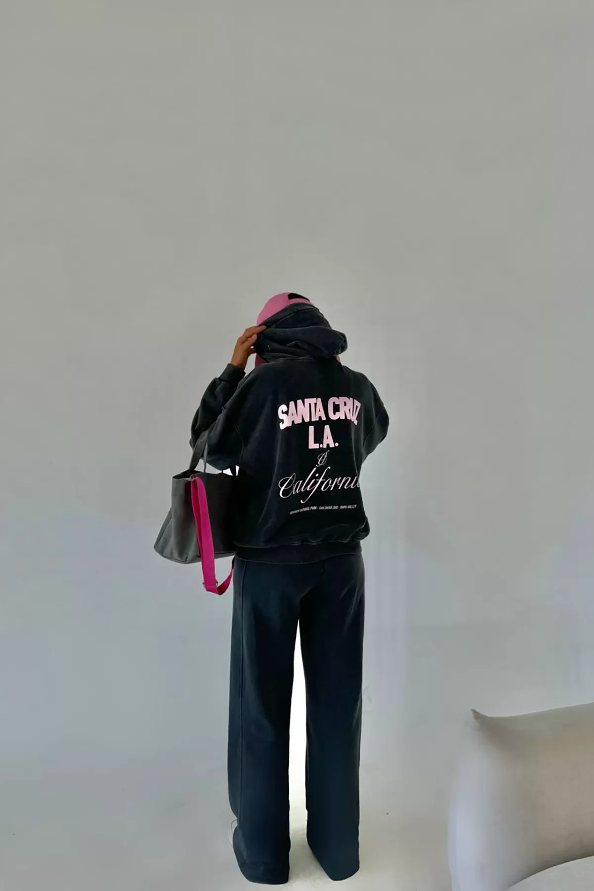 Kapüşonlu Pamuklu Antrasit Kadın Eşofman Takımı