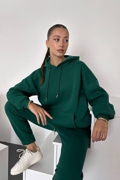 Kapüşonlu Yeşil Kadın Alt Üst Takım