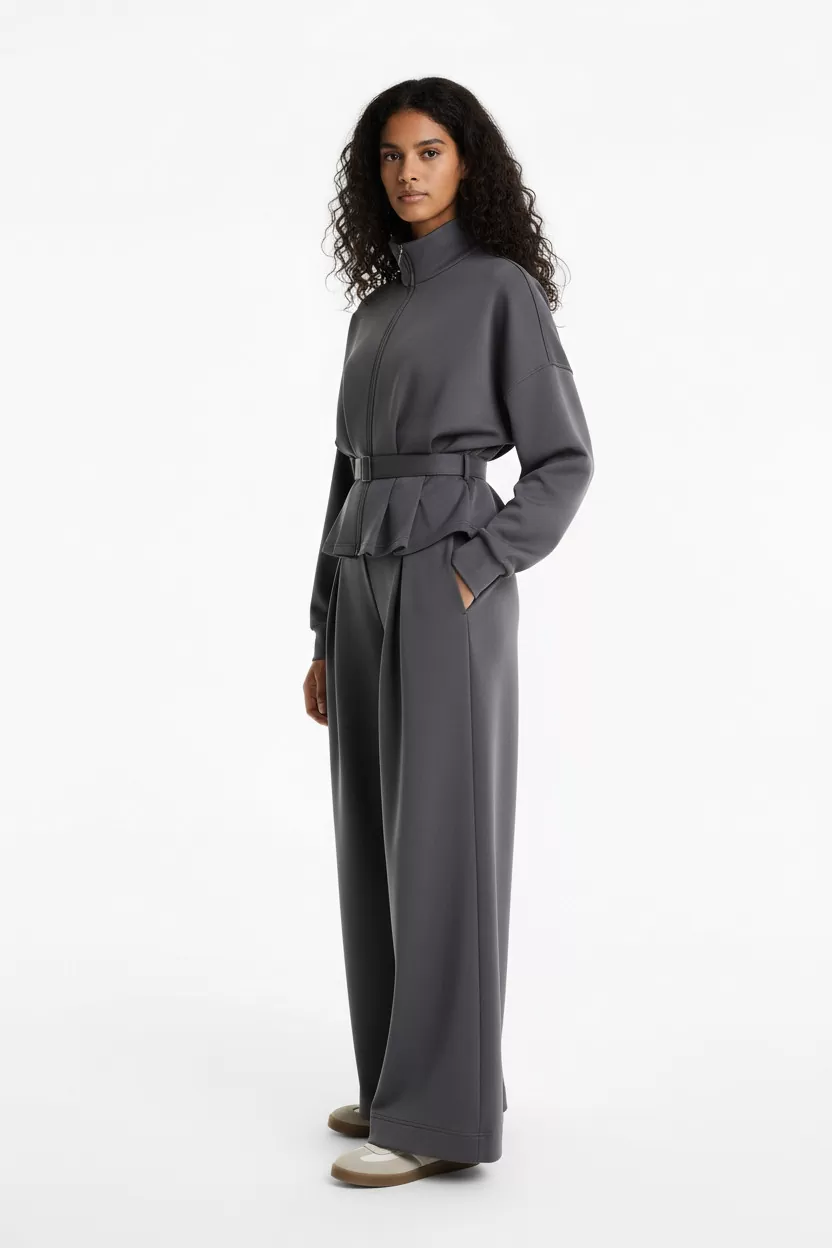 Kemerli Antrasit Modal Kumaş Kadın Alt Üst Takım
