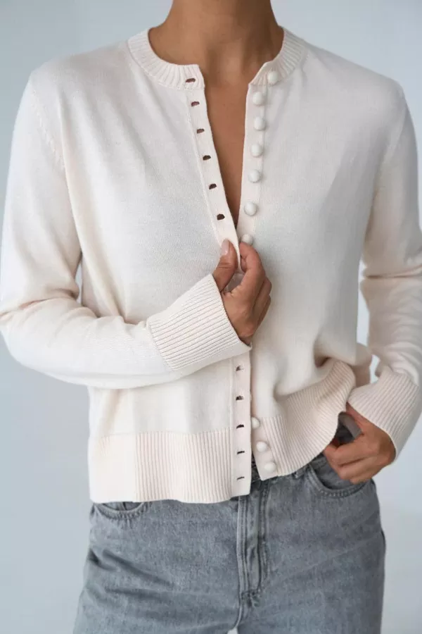 Kemik Beyaz Triko Kadın Hırka