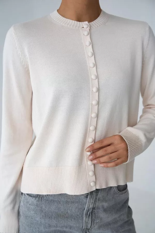 Kemik Beyaz Triko Kadın Hırka