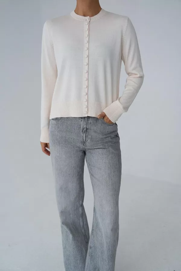 Kemik Beyaz Triko Kadın Hırka