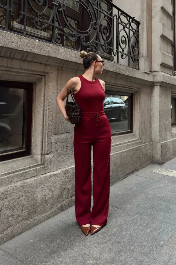 Kırmızı Atlet Pantolon Kadın Alt Üst Takım