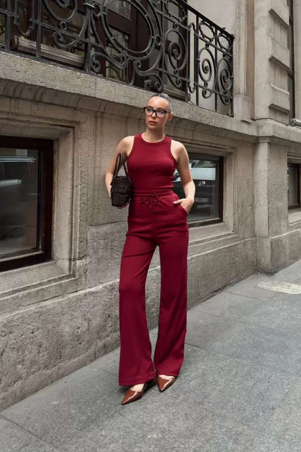 Kırmızı Atlet Pantolon Kadın Alt Üst Takım