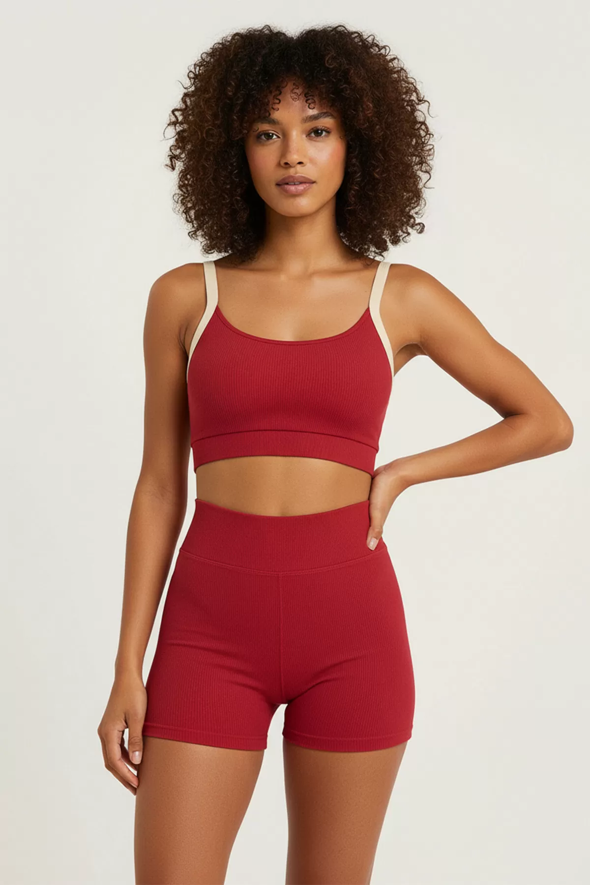 Kırmızı Büstiyer Şort Kadın Spor Takım