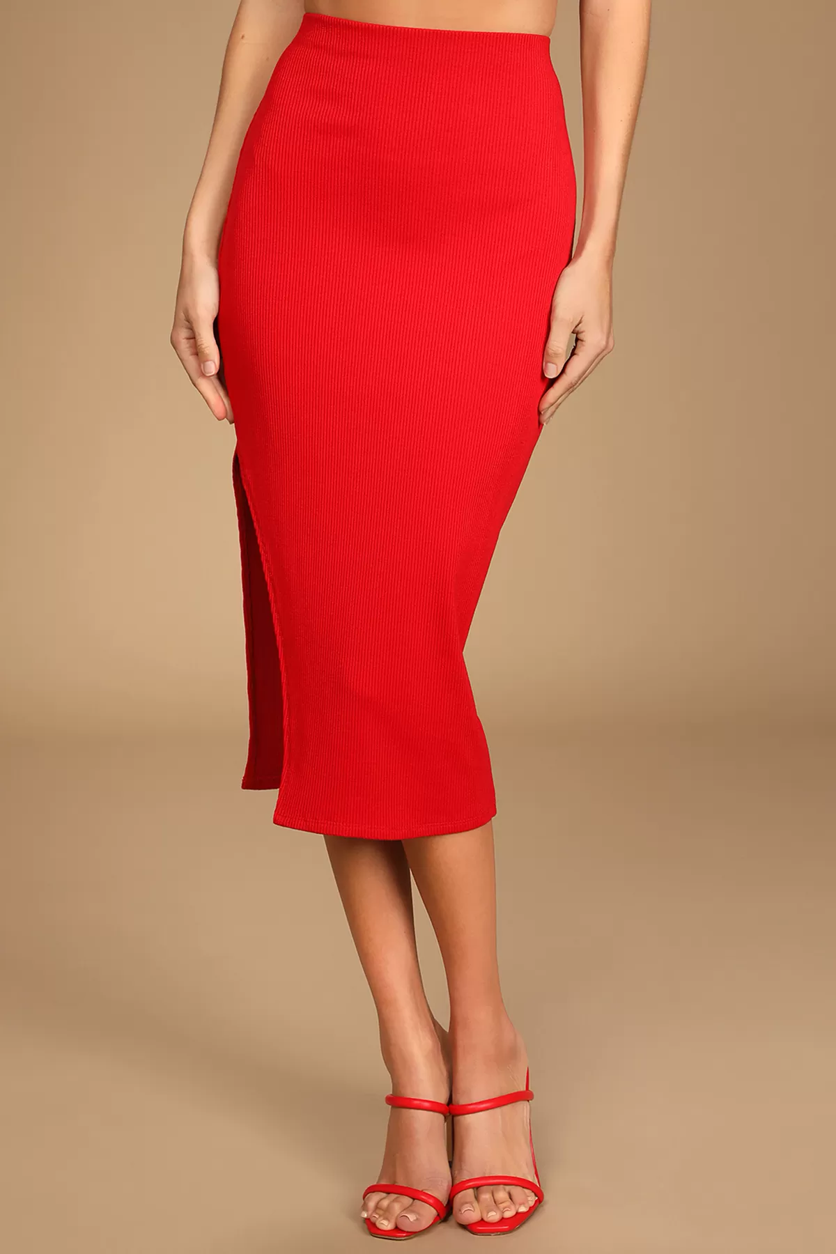 Kırmızı Kaşkorse Etek Bluz Kadın İkili Takım