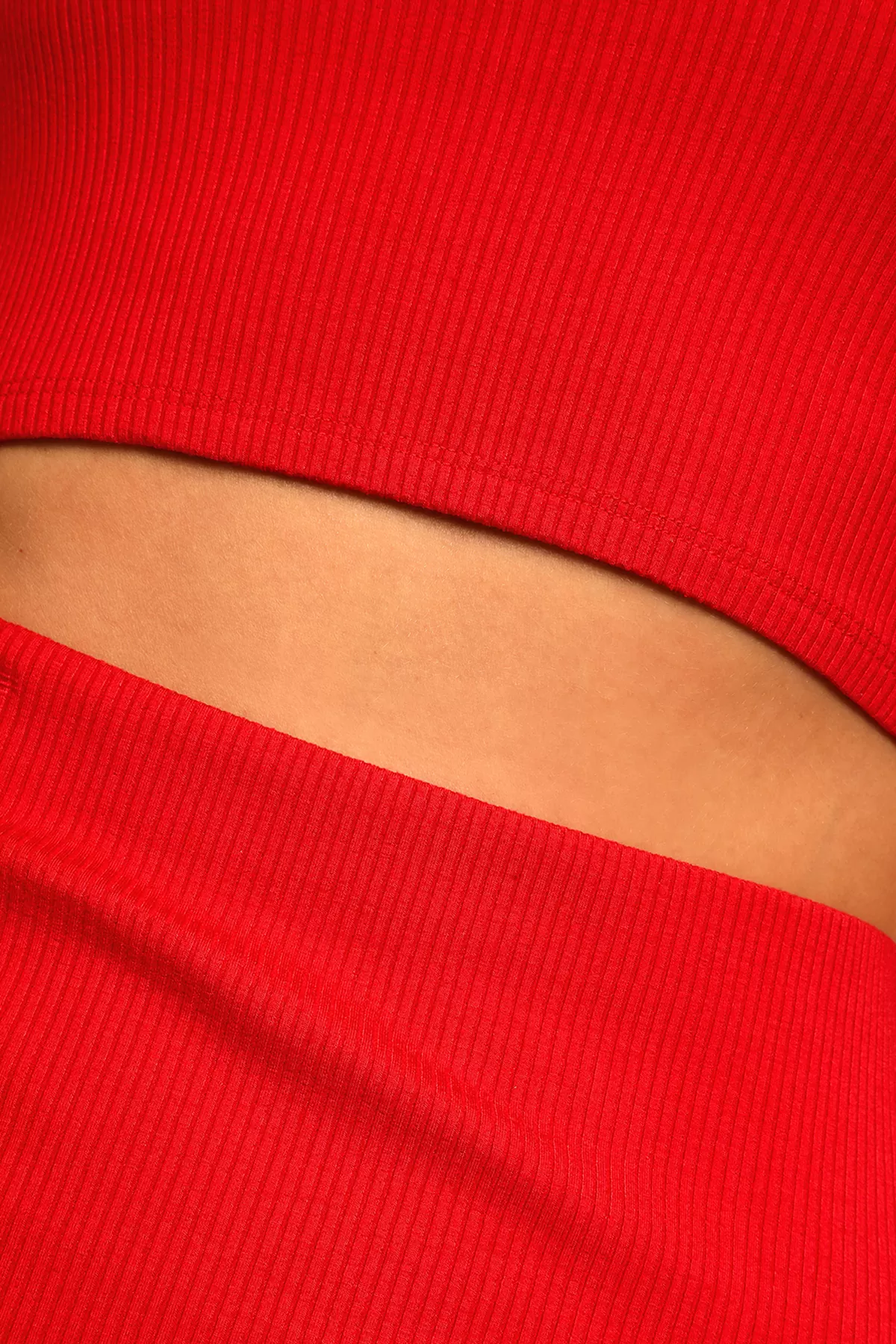 Kırmızı Kaşkorse Etek Bluz Kadın İkili Takım