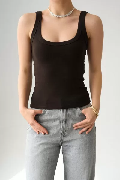 Koyu Kahve Pamuklu Kadın Atlet