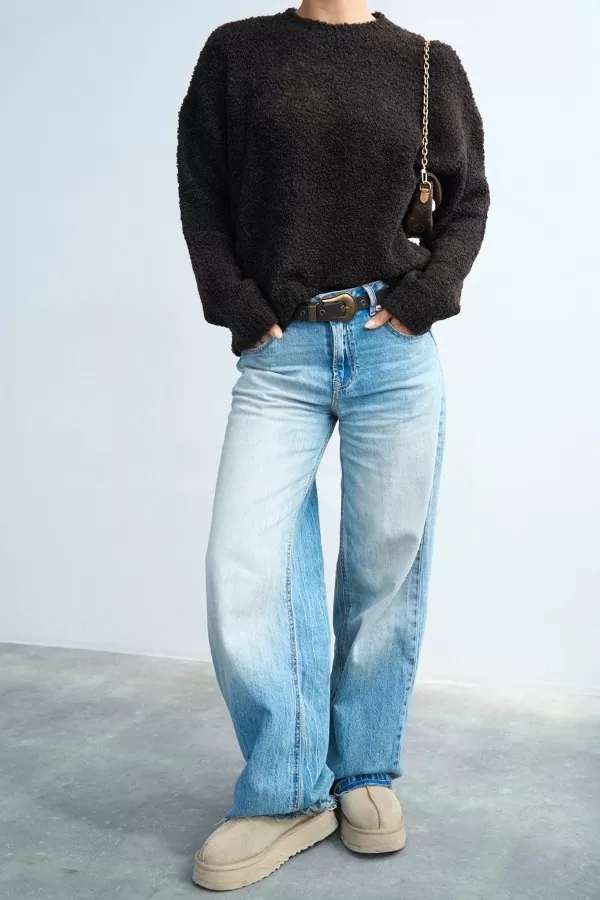 Koyu Kahverengi Soft Triko Kadın Kazak