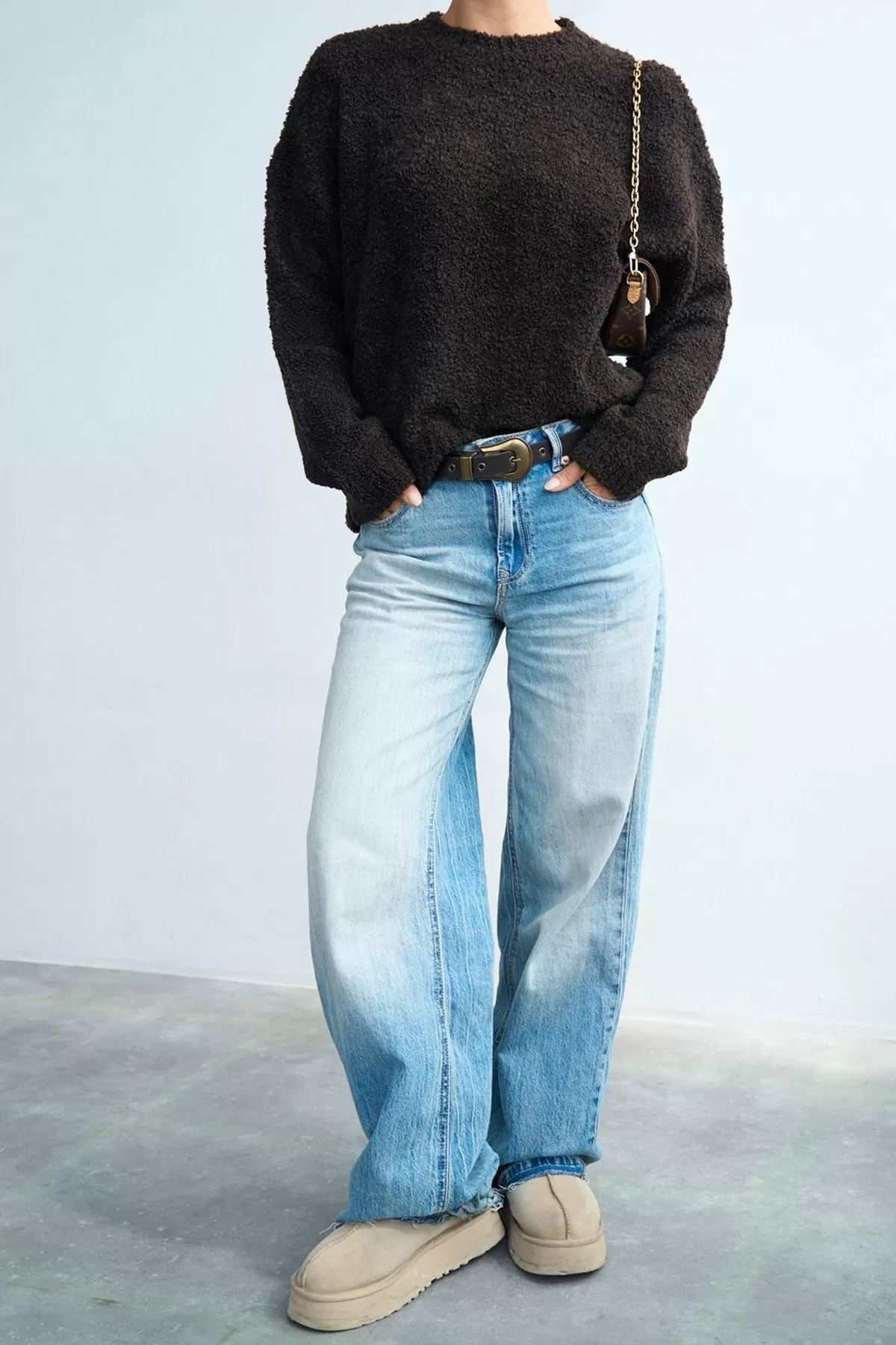 Koyu Kahverengi Soft Triko Kadın Kazak