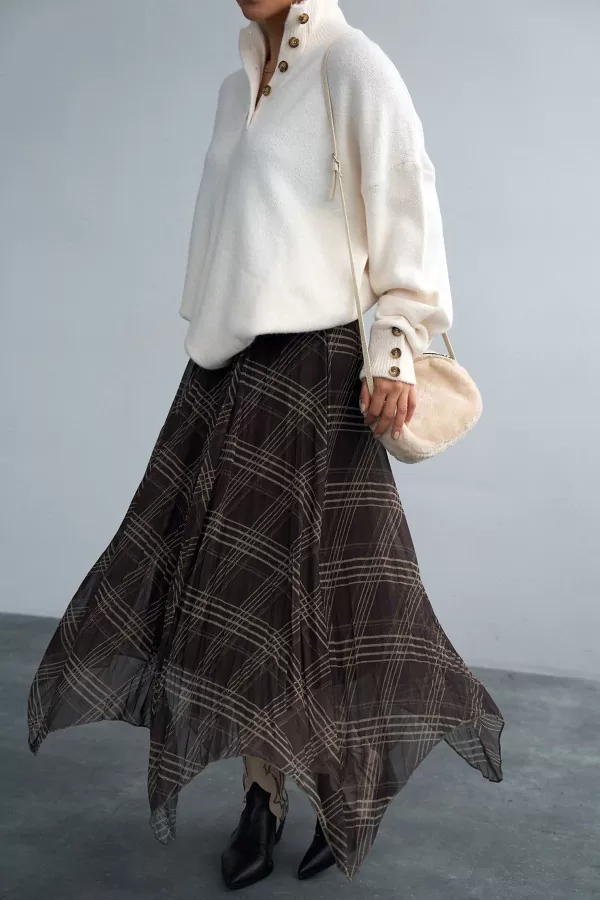 Krem Pamuklu Balıkçı Yaka Kadın Kazak