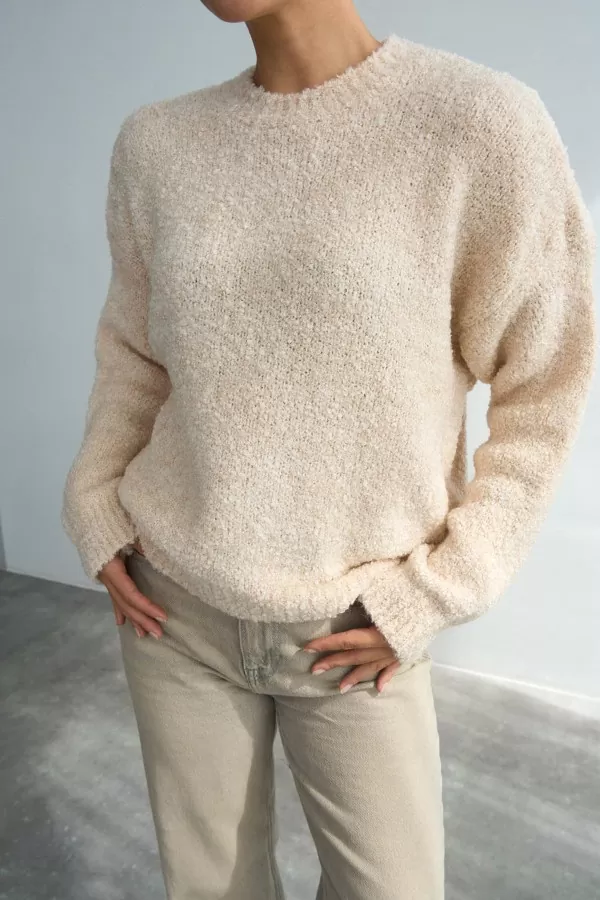 Krem Soft Triko Kadın Kazak