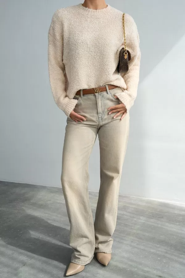 Krem Soft Triko Kadın Kazak